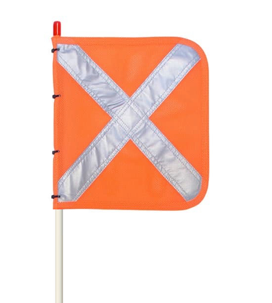 Buggy whip with a white flag attached, designed to enhance the visibility and safety of off-road vehicles, featuring a durable and flexible pole for secure mounting.