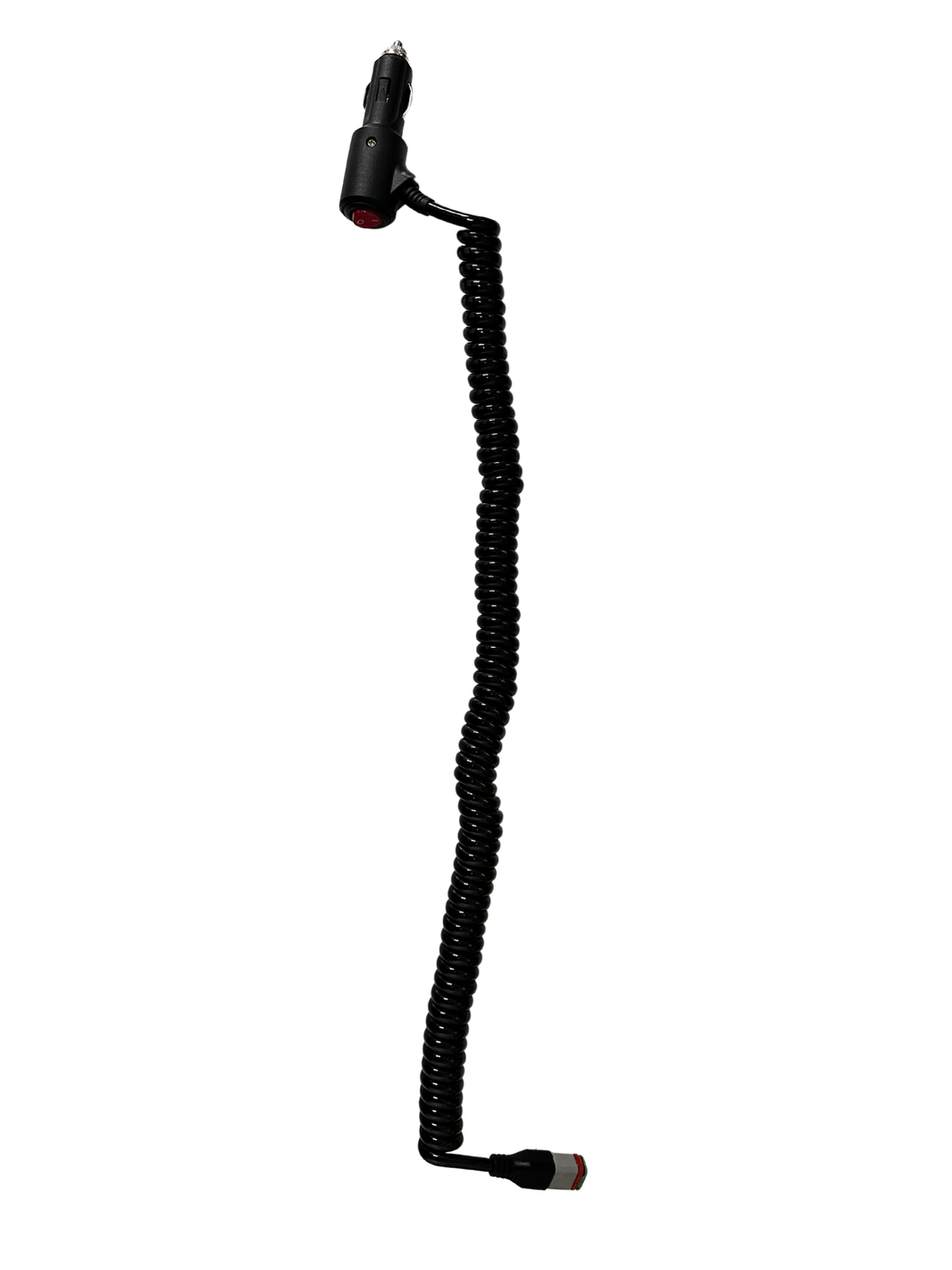 Male Deutsch DT plug to cigarette lighter adapter cable, coiled